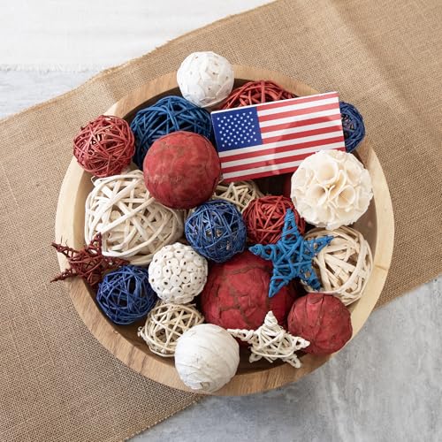 Image of ANDALUCA American Flag Decorative 4th of July Large Vase Filler Bag with Orbs, Decorative Balls (Red, White & Blue)