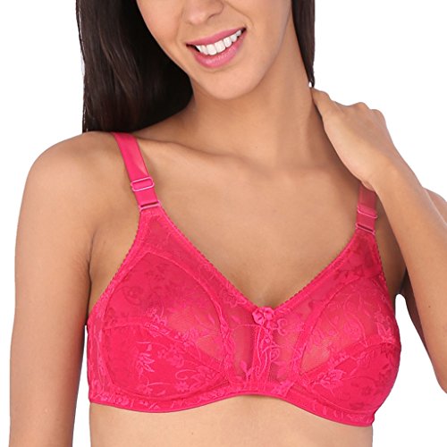 Image of Bralux C Cup Bra for Women Plus Size Lace Bra Non-Padded Wirefree Full Coverage Bridal Bra