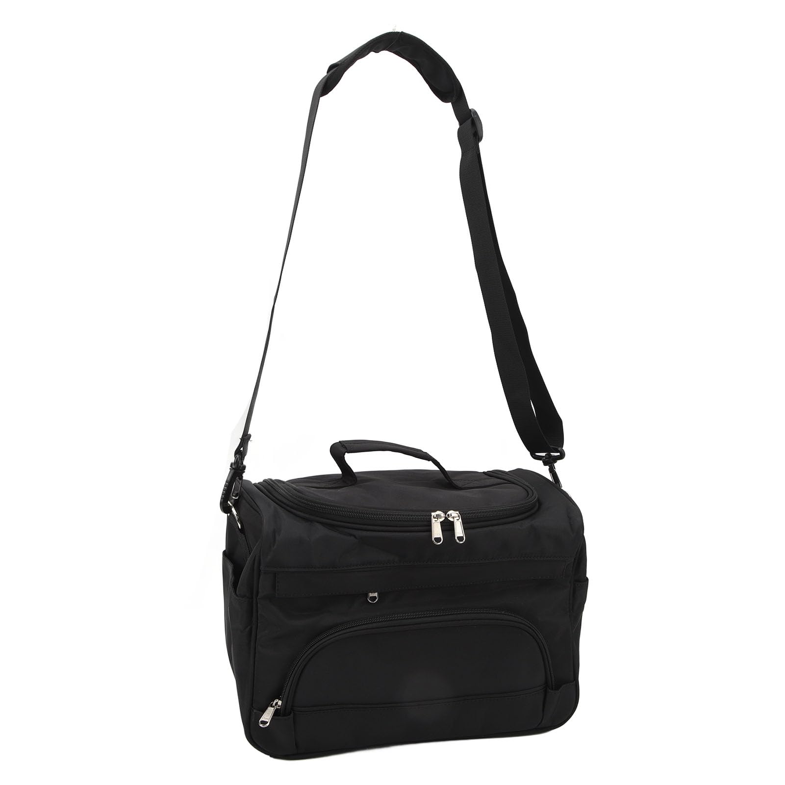 Borsa di stoccaggio multifunzione, borsa viaggio per il trucco di grande capacità con chiusura a zip e tracolla, organizer per cosmetici in tessuto oxford per strumenti