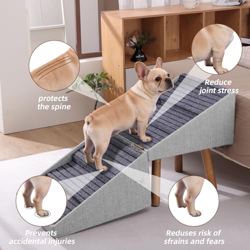 Image of Pet Stairs for High Beds,21.06 inch H 6-Step Dog Stairs for Large Dogs | 250lbs Large Dog Steps , Non-Slip Pet Ramp for Bed Couch for Medium Large Small Dogs Bedside Table Convertible