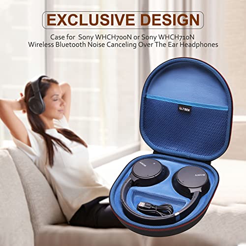 Image of LTGEM Case Compatible with Sony WH-CH720N / WH-CH520 / WHCH710N / WH-CH510 Noise Canceling Headphones Over The Ear Headset, Black+Blue