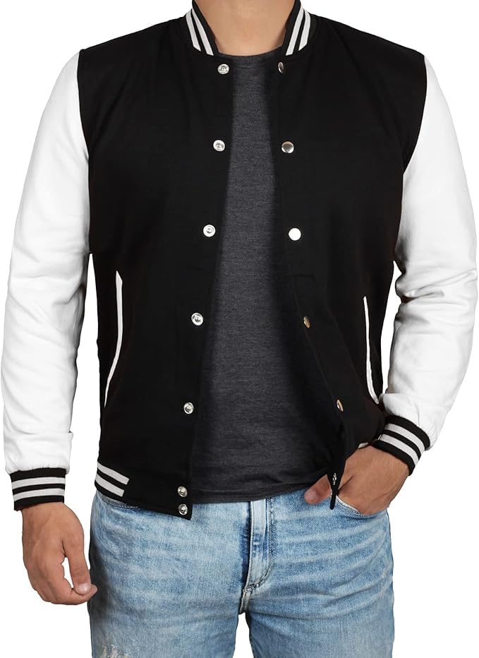 Image of Decrum Varsity Jacket Men - Casual High School Baseball Letterman Style Mens Bomber Jackets