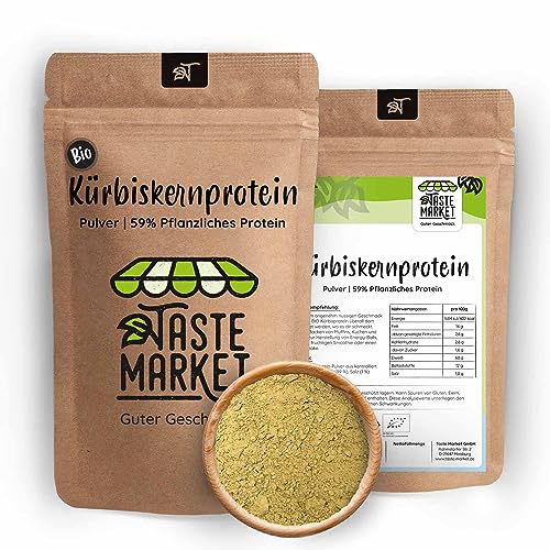 500 g BIO Kürbiskern Protein Pulver | 59% Protein | veganes Eiweißpulver | 100% natürlich | ohne Zusätze | Taste Market