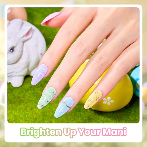 Image of Beetles Pastel Gel Nail Polish, 6 Colors Spring Pastel Polka Dot Gel Polish Set Candy Color Pink White Yellow Blue Green, Soak Off UV LED Nail Art Kit for DIY Home Salon Spring Gift for Women