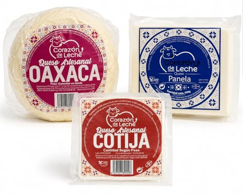 Combo Quesos frescos mexicanos Oaxaca, Panela y Cotija