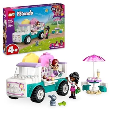 LEGO Friends Heartlake City Eiswagen Spielset für Rollenspiele Bauset mit 2 Spielzeugfiguren und einem Hasen Spielzeug für Mädchen ab 4 Jahren Bauspielzeug mit Minifiguren der Charaktere 42644