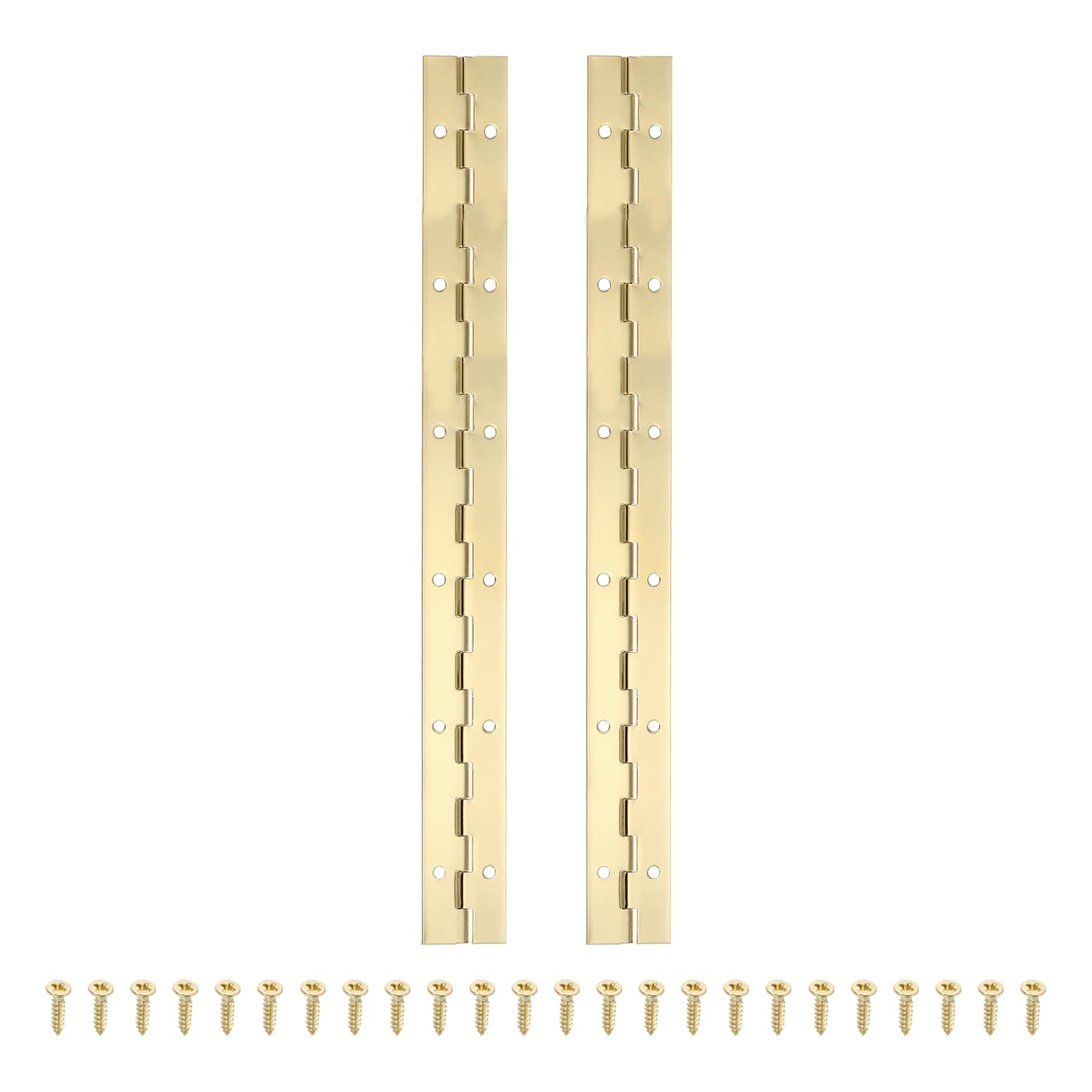 PATIKIL 12x1.2 Inch Piano Hinge,2 Pcs 304 Stainless Steel Continuous Hinge with Holes for Piano Gate Door Wooden Storage Box Cabinet Boat,Gold