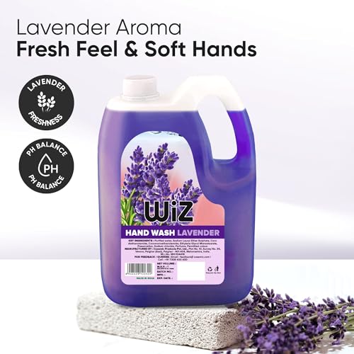 Image of Wiz Lavender Handwash Liquid Soap Refill Can - 5L | Germ Protection | Hand Wash with Added pH-Balanced & Moisturizers for Soft & Gentle Hands | Suitable for all Skin Types