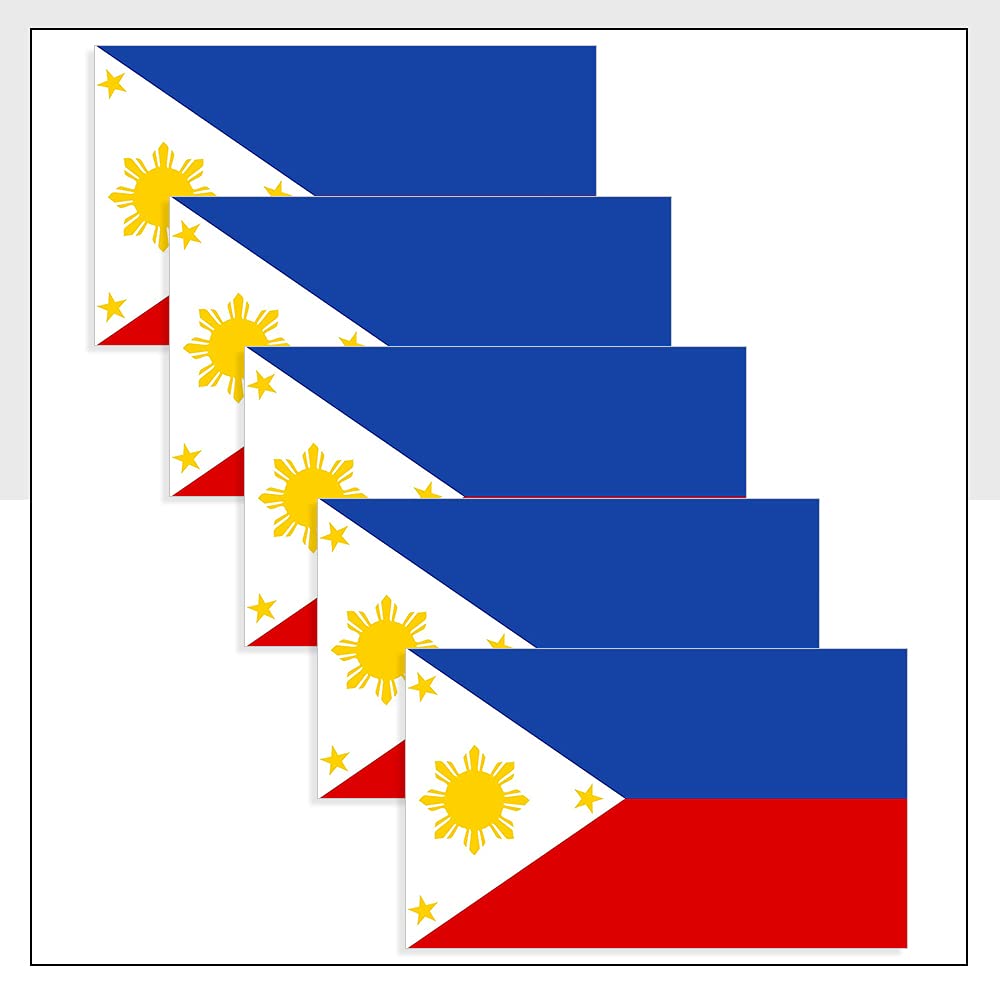 Packwith Multicolor Philippines Flag Bike Stickers Pack Of 5 (60 X 36Mm) Waterproof Ph Flag Labels For Helmet Ipad Fridge Bike Van Car Packwith® #P1014