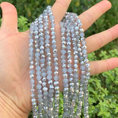 Image of 200pcs Czech Faceted Rondelle Crystal Glass Beads 6mm Bulk Silver Shade