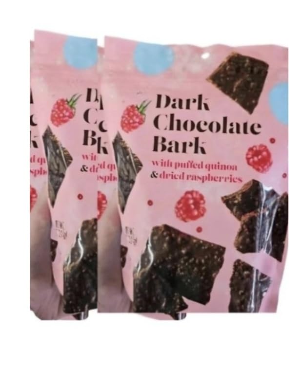 Dark Chocolate Bark with Puffed Quinoa and Dried Raspberries 8 oz Pack of 3 (3 pack)