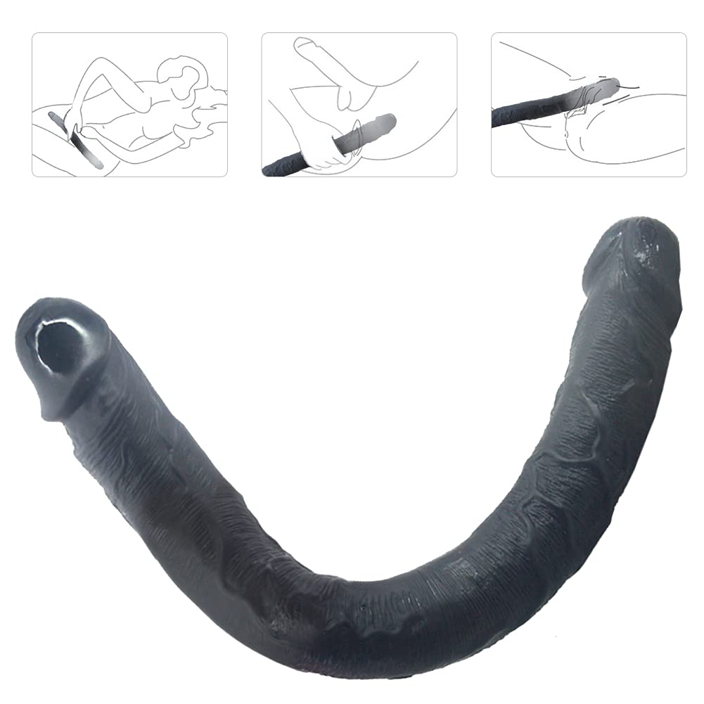 SXOVO Doppio Dildo, Realistico e Flessibile Replica del Pene Giocattolo del Sesso Dong in PVC per Donne Lesbiche Omosessuali (46 cm)