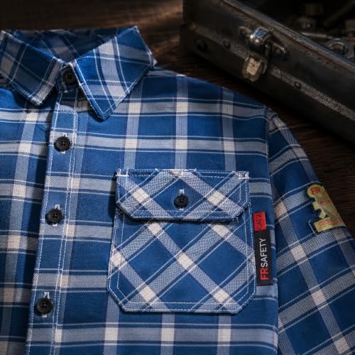 Image of SRsafety Hi Vis FR Shirts for Men,7.0oz Long Sleeve FR Work Shirts,100% Cotton High Visibility Fire Shirt
