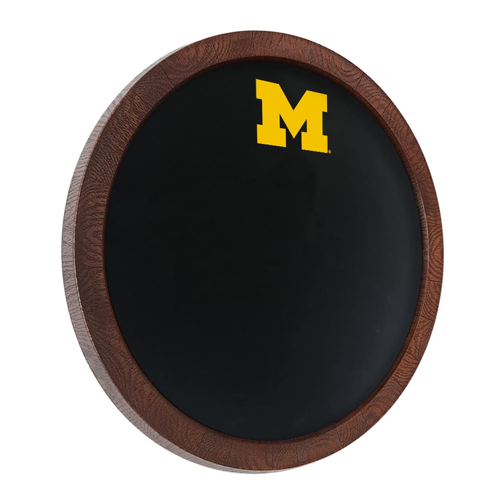 The Fan-Brand NCAA Michigan Wolverines - Chalkboard Faux Barrel Top Sign - Sports Team Bar Sign Décor: Home, Dorm, Garage, Office, Fan Cave