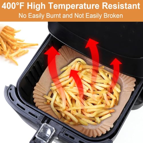 Image of Baking Paper for Hot Air Fryer, (Pack of 100) 20 cm, BPA-Free Airfryer Baking Paper, Square, Waterproof, Oil-Proof Parchment Paper, Liner, Airfryer Accessories