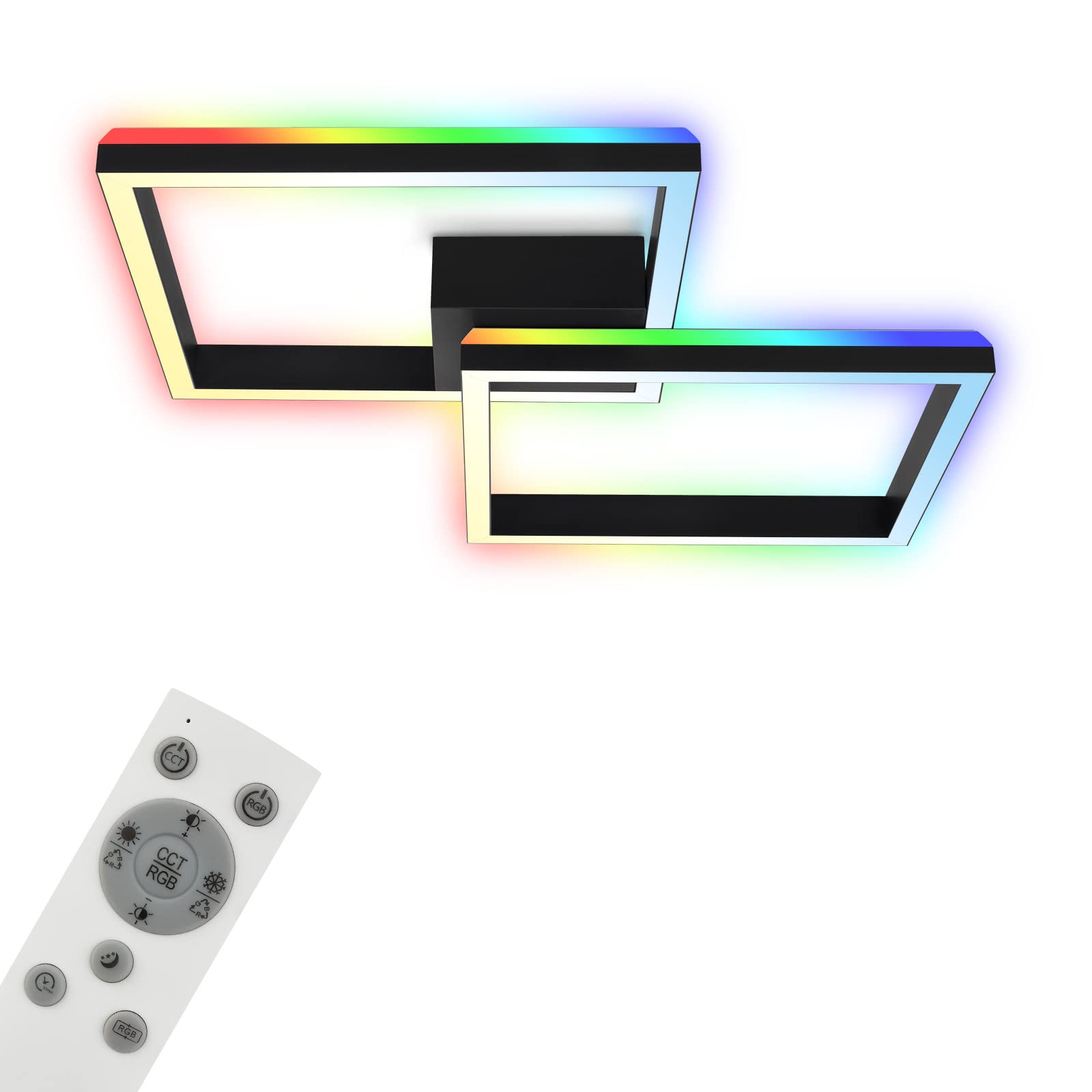 Briloner Black - Rgb Ceiling Light, Led Backlight, Dimmable, Colour Temperature, Rgb Frame, Remote Control,