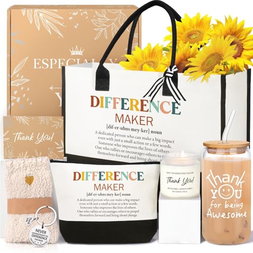 iAOVUEBY Employee Appreciation Gifts Thank You Gifts for Women Appreciation Gift for Coworkers Teacher Nurse Boss Farewell Retirement Employees Thank You Gift Box Canvas Tote Bag Gratitude Baskets