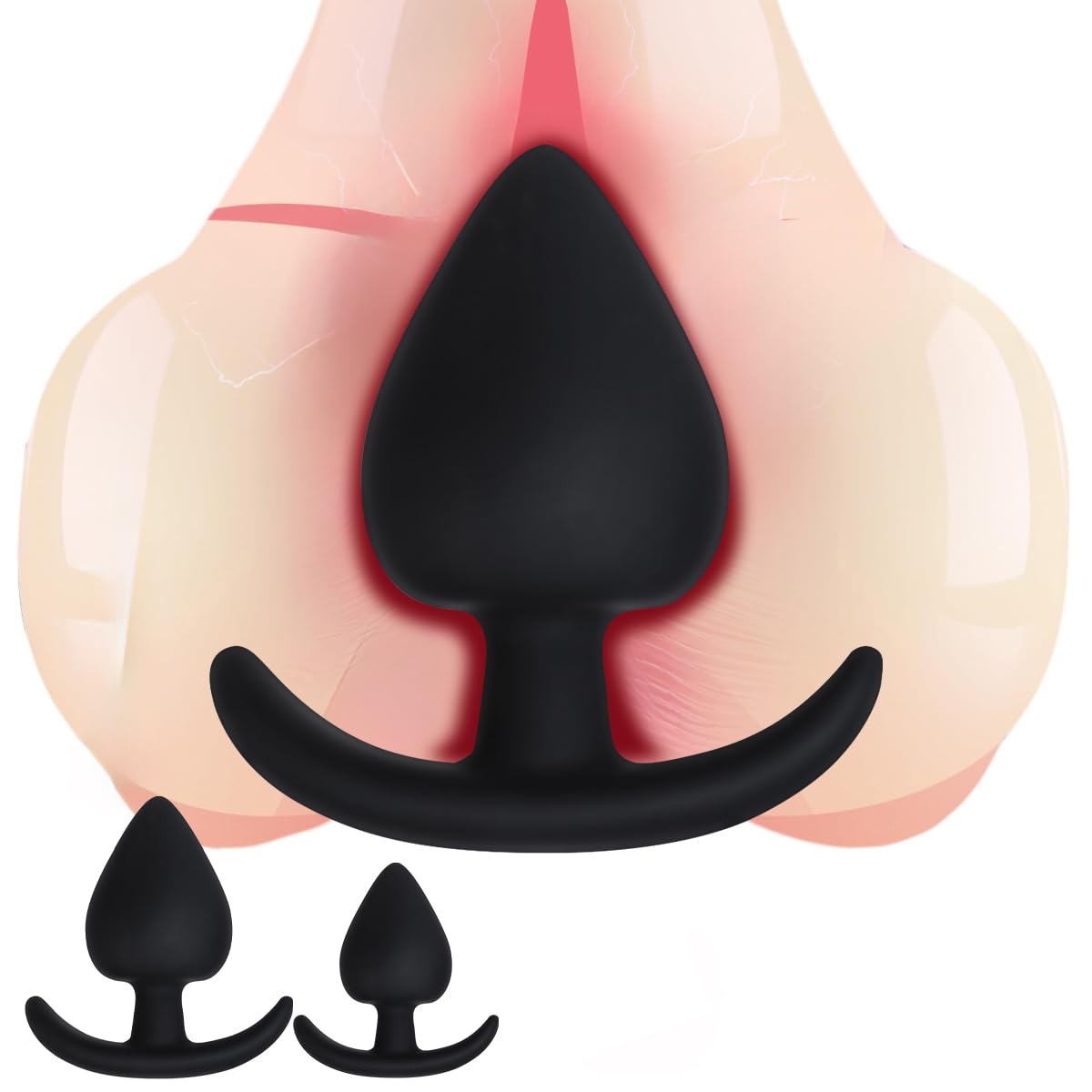 2PCS Silicone Butt Plugs Anal Training Kit for Beginners Advanced Users with Flared Base Buttplug Set for Comfortable