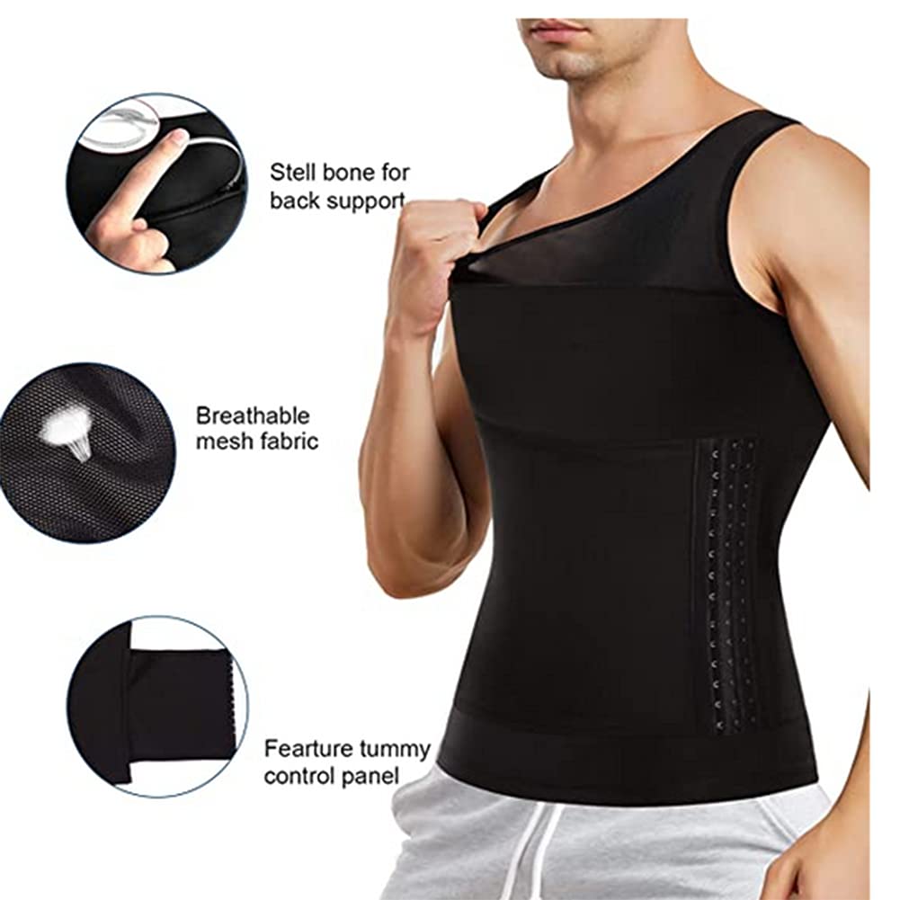 Hombre Compresión Pecho Abdomen y Cintura Gynecomastia Deportiva Camisa Faja Reductora Camiseta Adelgazar Moldeador Shaper Chaleco