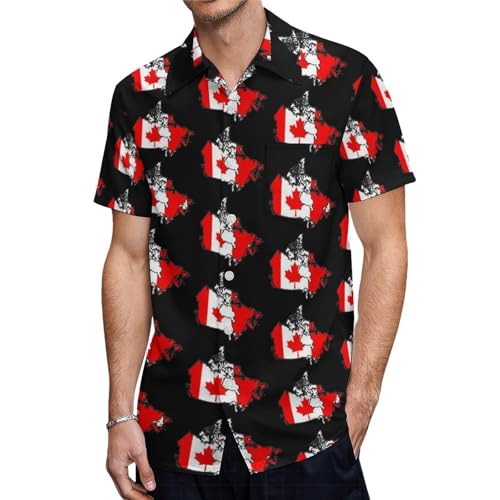 T-Shirt Homme Manches Courtes Canada Imprimé Graphique Casual d'Été Col Rond
