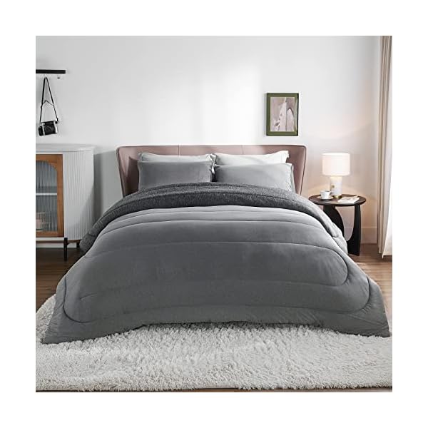 Bedsure Grey Queen Cooling Comforter Set Full Cooling Bedding Sets, Soft Summer Comforter
