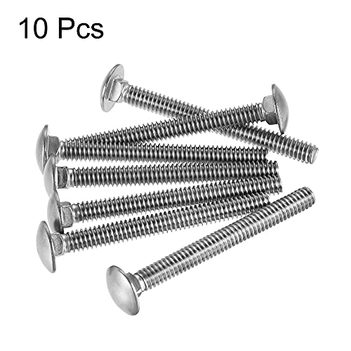 Image of uxcell 1 /4-20x2-1 /2 Carriage Bolt Round Head Square Neck 304 Stainless Steel 10pcs