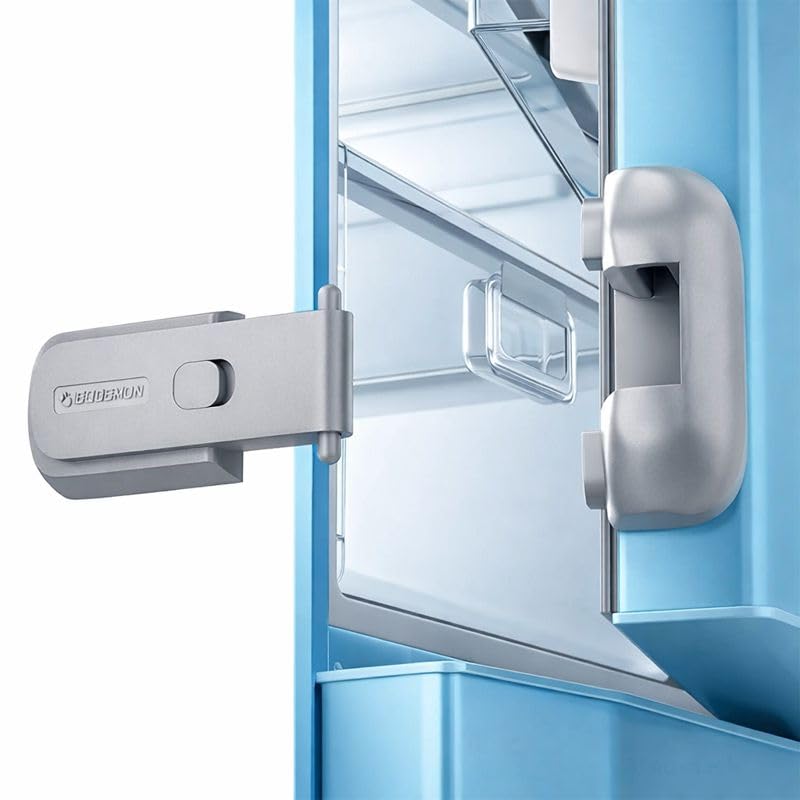 SPY KIDS® Baby Safety Fridge Lock | Strong Adhesive Child Proof Freezer & Cabinet Lock | Upgraded Toddler Safety Latch – Easy Install, Secure Hold (Grey, 1 Pc)-image-28