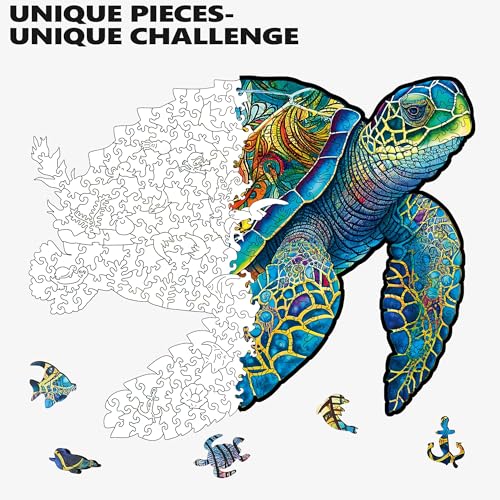 Mys Aurora MAXK Wooden Puzzles, Sea Turtle Jigsaw Puzzles 200 Pieces, Unique Shaped Wooden Puzzle For Adults And Kids thumb #2
