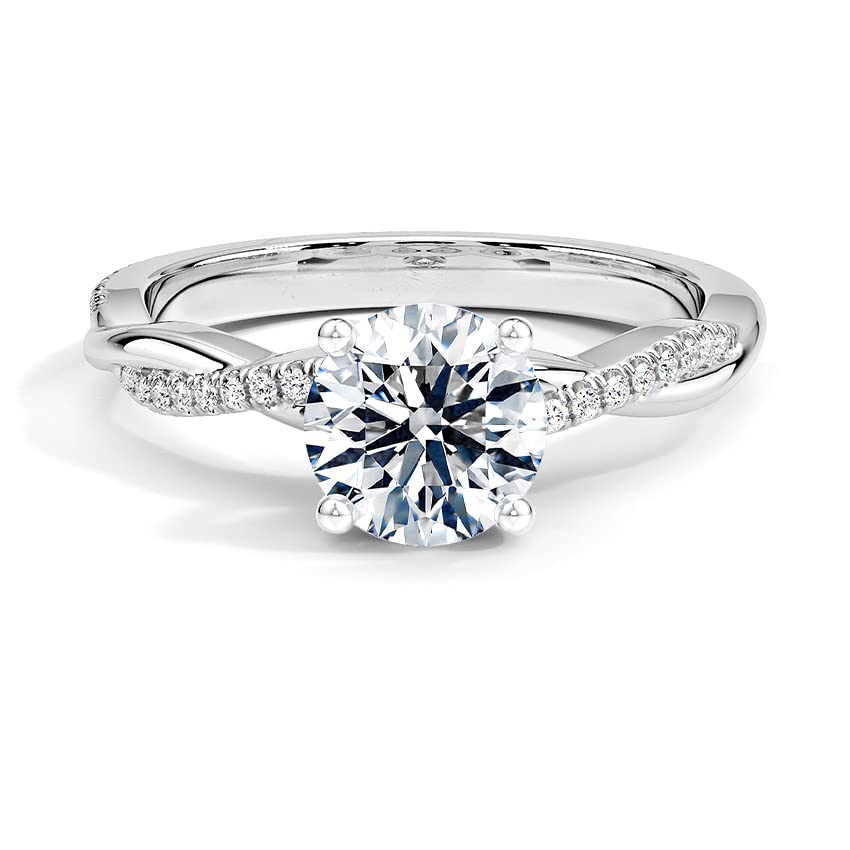 Engagement Ring 1 Carat Center Infinity Twisting Moissanite Engagement Rings for Women Platinum Plated Silver