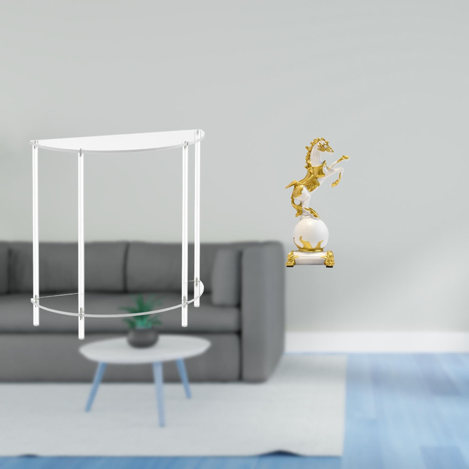 Enakshi® Acrylic Accent Table with Modern Horse Figurine Sculpture for Small Spaces Elegant Nightstand and Tabletop Ornament Living Room Decor|Home & Garden | Furniture | Tables-image-7