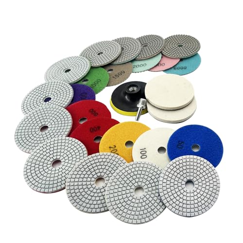 4 Inch Diamond Polishing Pads Kit, 15PCS Wet/Dry 50-6000 Grit
