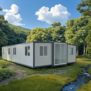 Modern Prefabricated Portable 40ft Foldable Expandable Container Houses to Live In for Adults Prefab Mobile Tiny Homes for Sale with 2 3 Bedrooms 1 Fully Equipped Bathroom Kitchen, Mobile Modular Home