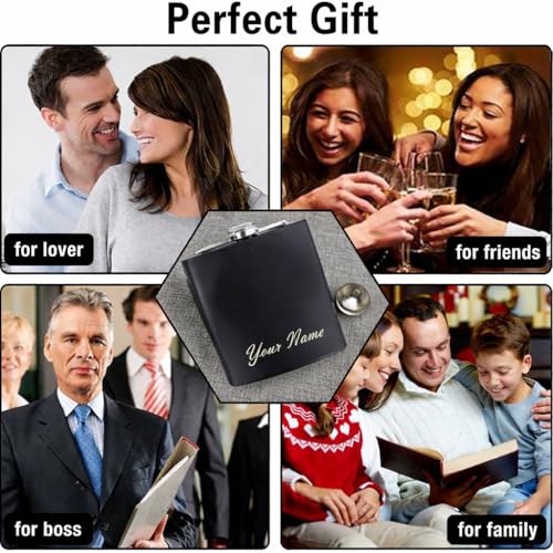Image of Celebr8 Personalized Stainless Steel Hip Flask (210 ml) | Name Engraved Portable Pocket Bottle | Flask for Whiskey, Vodka & Beverages | Birthday Gift for Husband, Boyfriend & Friends | Gift for Dad