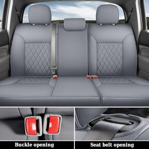 Image of Coverado Tacoma Seat Covers Full Set, Faux Leather Seat Covers Custom Fit for 2005-2023 Toyota Tacoma Double /Crew Cab Base Prerunner SR5 Limited TRD Sport Interior Covers (Gray)
