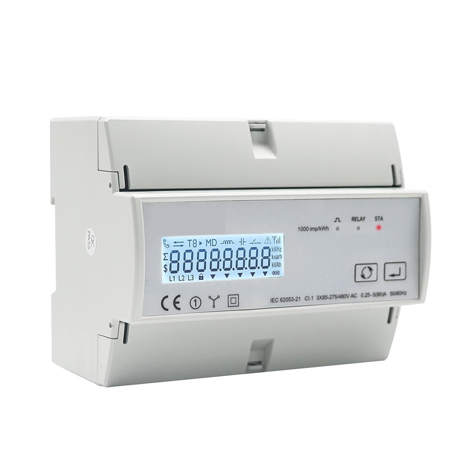 Compteur d'énergie, Tuya ZigBee triphasé bidirectionnel énergie KWh Compteur Moniteur wattmètre Prise en Charge Modbus RTU 3 * 85/190V ou 230/400VAC