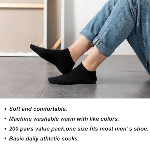 RICHBULL 200 Pairs Thin Low Cut Ankle Socks Bulk for Men/Women Adult Homeless 5