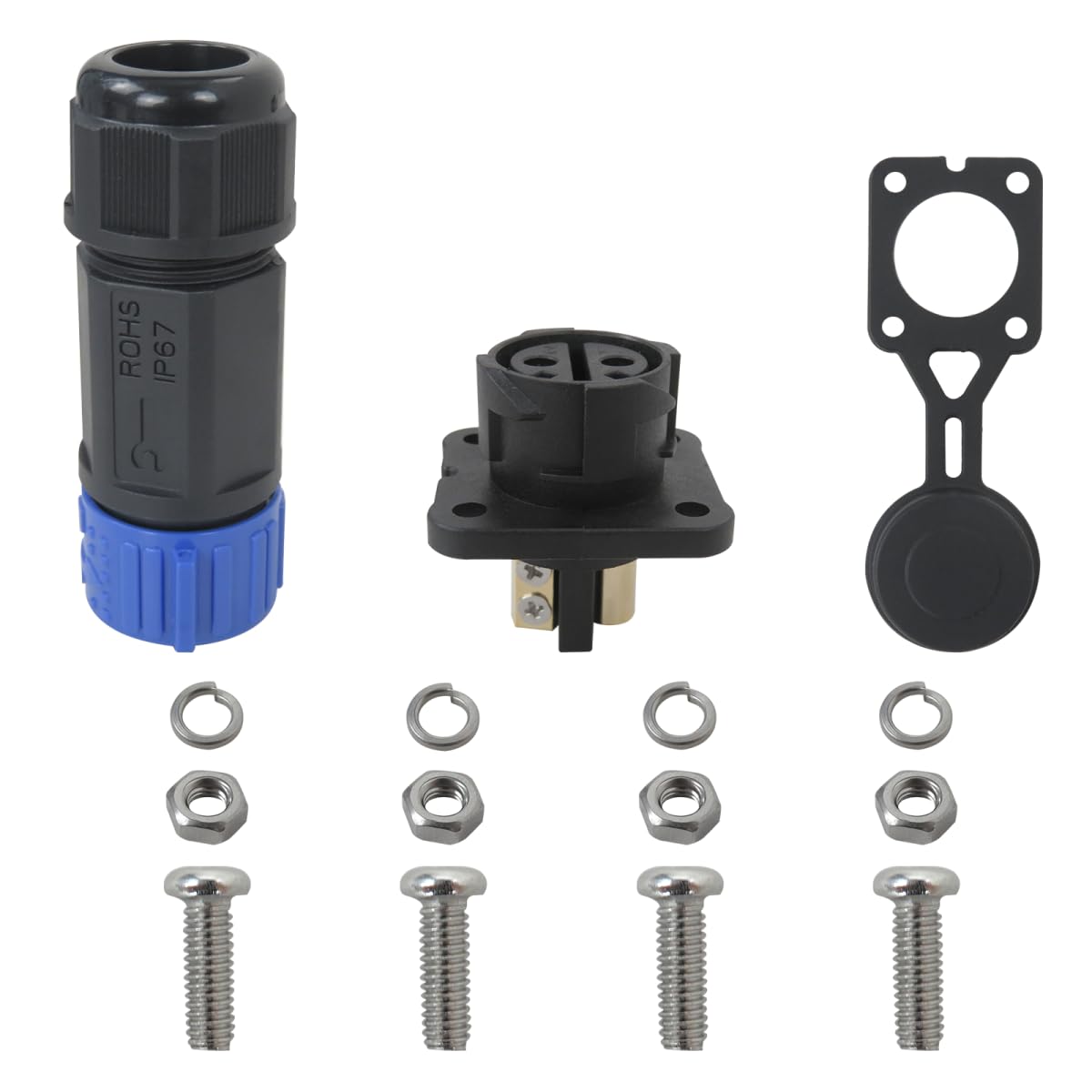 WELURE Trolling Motor Plug Receptacle Set - 12V/24V/ 36V/48V Plug for Trolling Motor/Down Rigger/Fishing Reel, Waterproof Marine Boat DC Power Connector