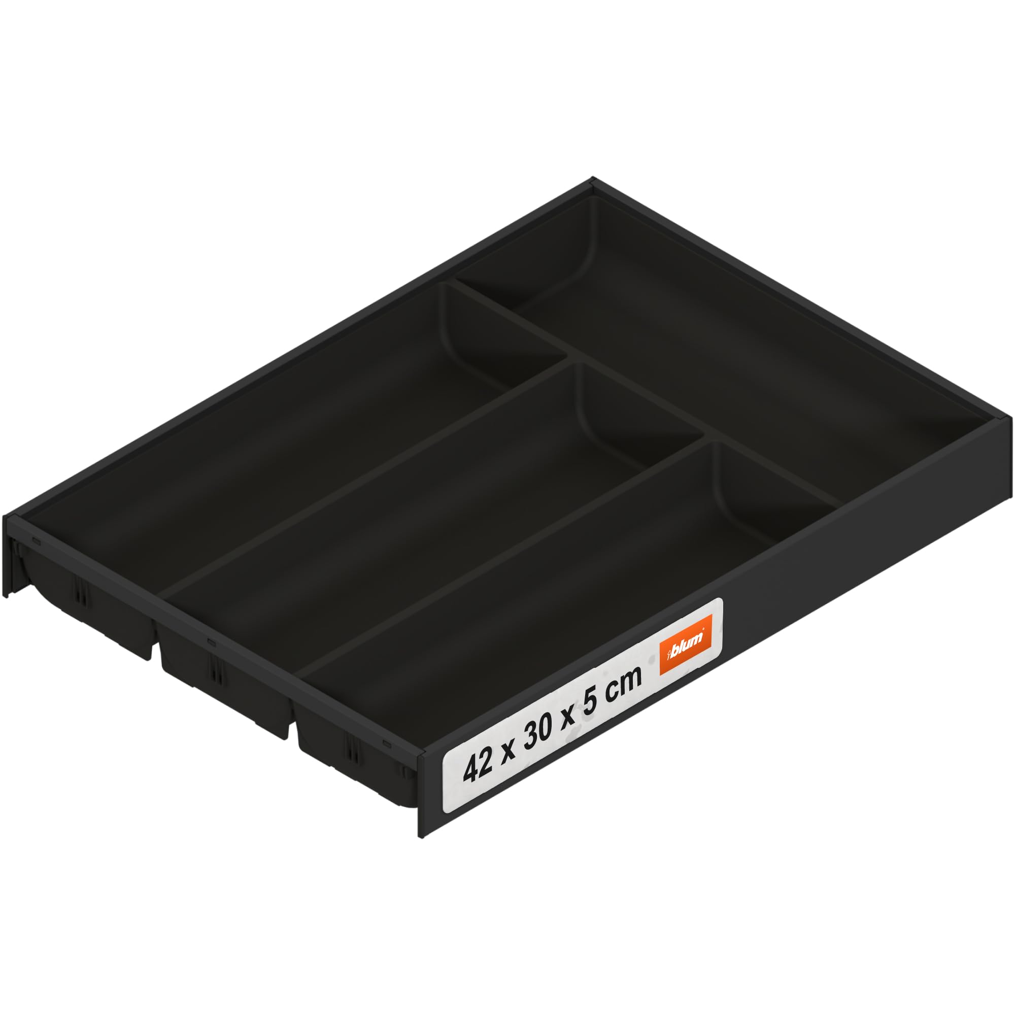 blum AMBIA-LINE wkład na sztućce Soft-Touch | premium organizer szuflady do nowoczesnych szuflad i szafek kuchennych | chroni, sortuje i porządkuje sztućce | 42×30×5 cm | Czarny karbon