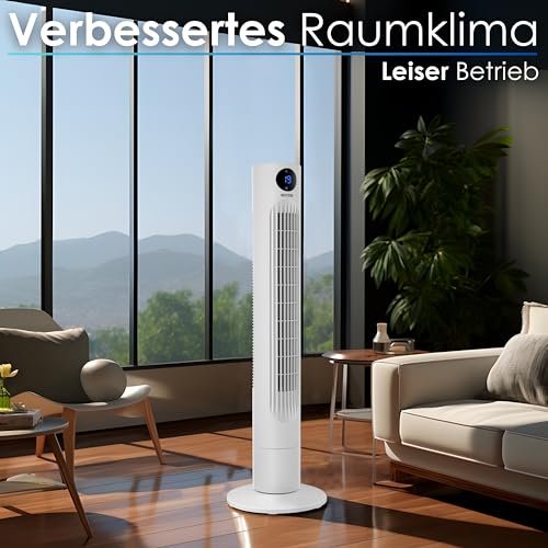 Echos Turmventilator | Ventilator sehr leise | Fernbedienung | Oszillierend | LED-Display | 3 Stufen | Tower Fan | Säulenventilator | Standventilator | Tower-Ventilator | Luftkühler | 12h Timer 2