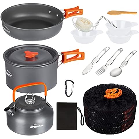 OVERMONT Kit de Casseroles Camping 14pcs Cover