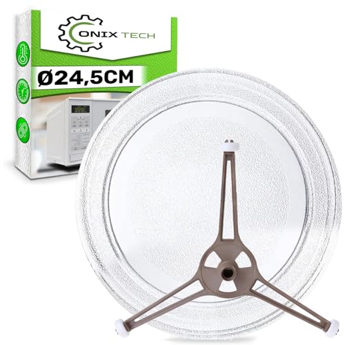 Cristal Plato Microondas Universal con un Diámetro Ø 24,5 cm Apto para LG y Otras Marcas con una Plato Microondas 245 mm - En el Juego Soporte Plato Microondas - ONIX TECH