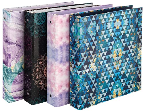 Decorative 3 Ring Binder – hardcover 1.5 Inches, Round Shaped Ring, Sturdy Colorful Binder Organizer for School, Office…
