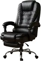 Cadeira Presidente Com Massagem Dupla E Apoio Para Os PéS - Sistema De Relaxamento Completo,(PRETA)