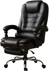 Cadeira Presidente Com Massagem Dupla E Apoio Para Os PéS - Sistema De Relaxamento Completo,(PRETA)