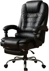 Cadeira Presidente Com Massagem Dupla E Apoio Para Os PéS - Sistema De Relaxamento Completo,(PRETA)