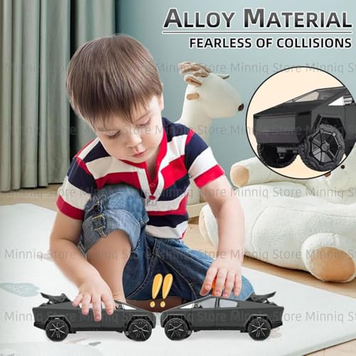 Image of Tesla CyberTruck with Pick-Up Trailer with 6 Openable Doors Pull Back Action,Lights & Music Truck Toys Alloy Diecast Truck Toy Best Gift for Kids (Multicolor)(Tesla Pick-Up Trailer)