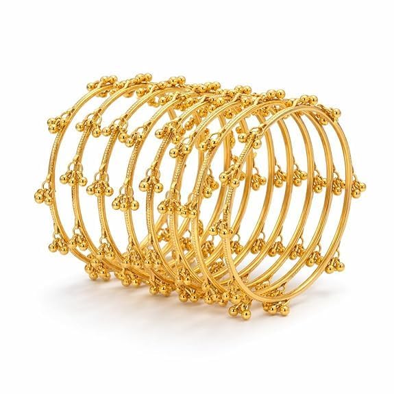 Image of Zaya Ethnic Wear Bangles Gold-Tone Alloy with Musical Ghungroo Charms | Women Fashionable Jewelry | Designer Bracelet Bangles For Girls | Viral Kashmiri Chudiya for Weddings, Festivals & Parties