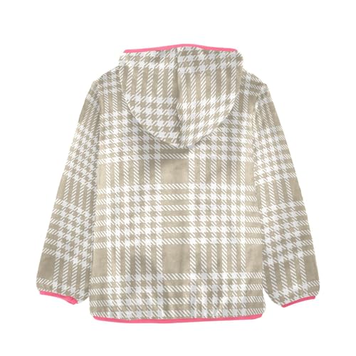 GuoChe Brown Tartan Plaid Kids Sherpa Jacket2