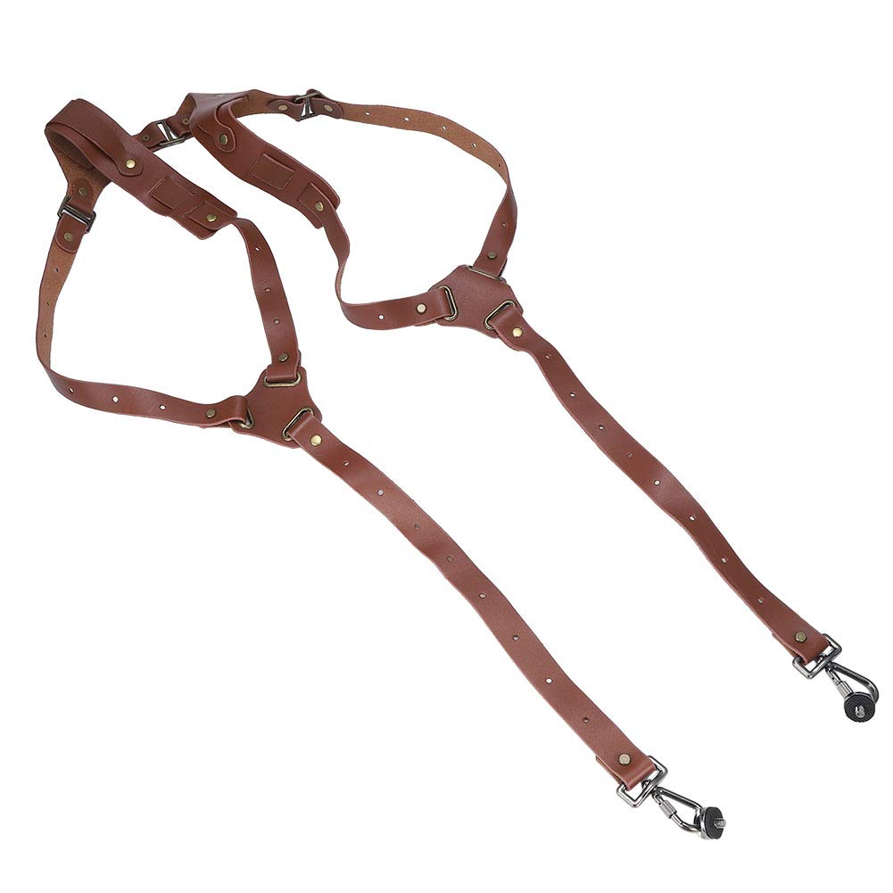 jarchii Adjustable Comfortable Brown Leather Camera Shoulder Strap, Camera Harness, Durable with Quick Release Photographers for Men Women Photography Accessories(Brown-shoulders)-picture-20
