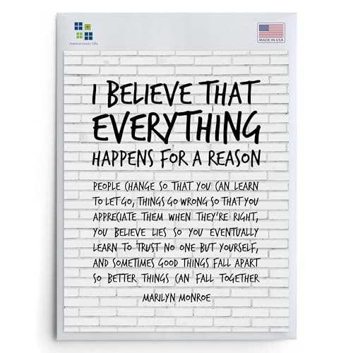 AMERICAN LUXURY GIFTS Elegant Vintage-Style Movie Star Quote Wall Art Print - “Everything Happens for a Reason” Poster for Office, Bedroom, Studio, or Home – 8x10 Unframed Motivational Decor